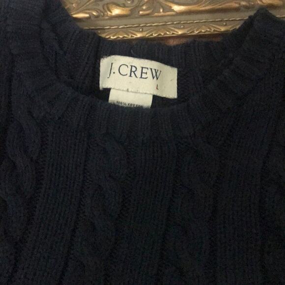 J . CREW Cable Knit Blue Sweater Size‎ L - Picture 8 of 8